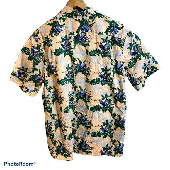 CARIBBEAN R&Y Shirt Short Sleeve Camp Hawaiian Parrot Floral Cotton Sz Large $69 - Picture 5 of 5